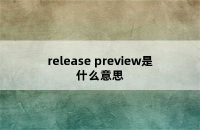 release preview是什么意思